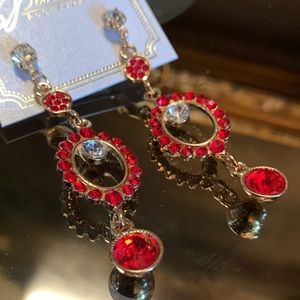 Ruby Red Crystal Drop Earrings